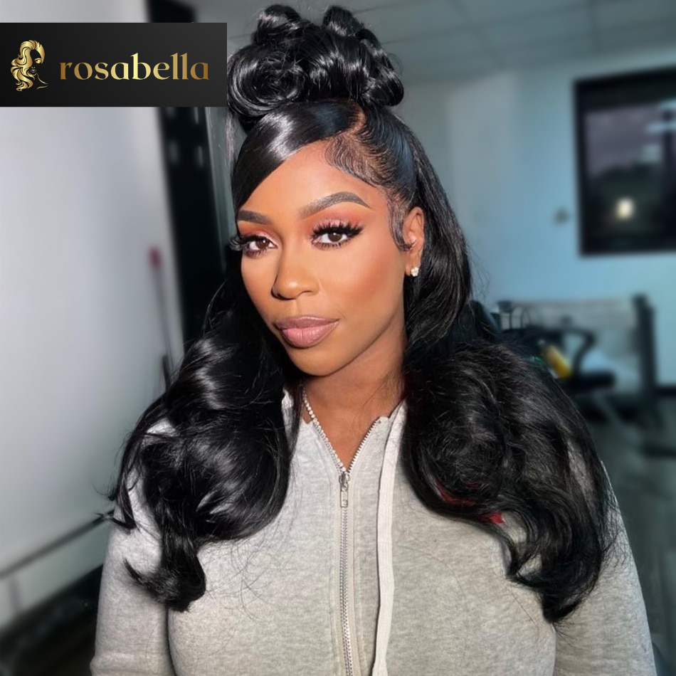 Black &amp; Blue 13X4 13X6 Lace Front Body Wave Human Hair Wigs Transparent Lace Peruvian Remy 5X5 Closure Wigs   Pre Plucked