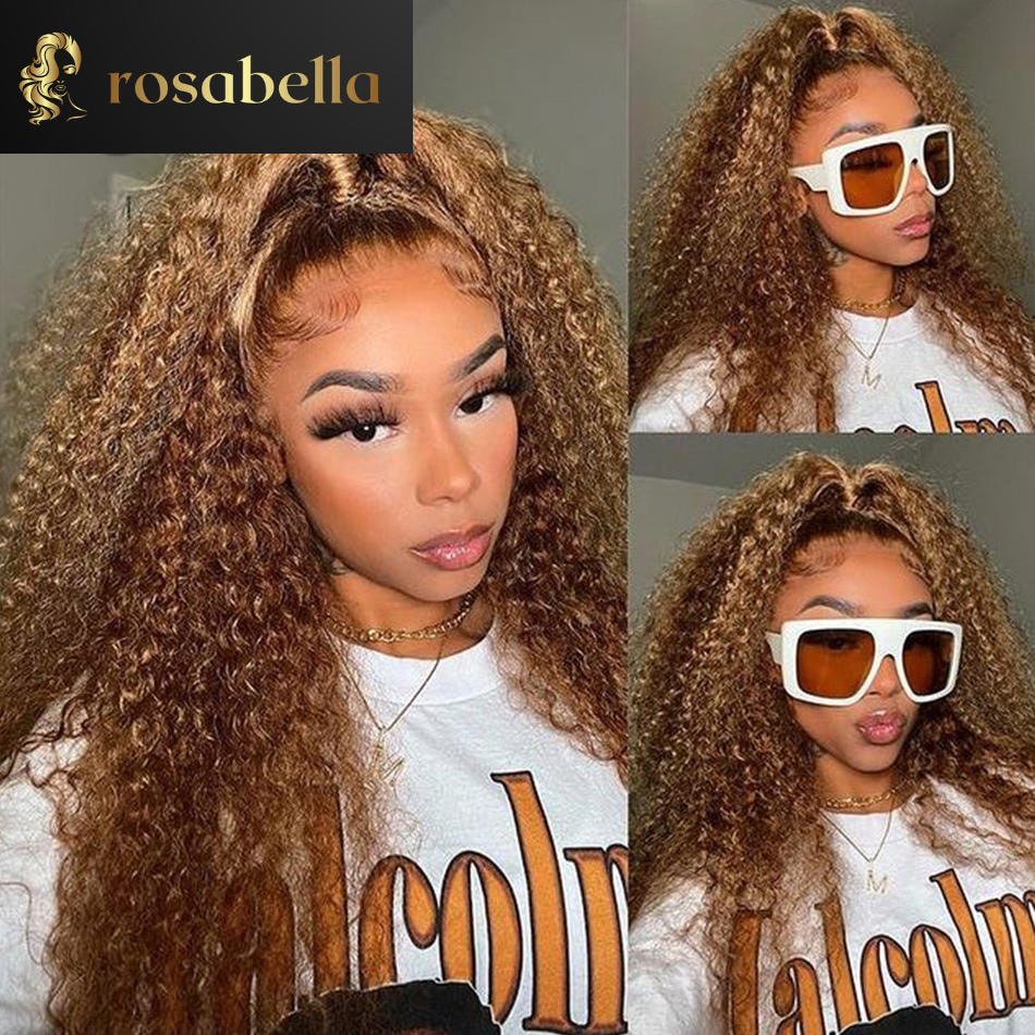 Brazilian 13x4 Honey Blonde Curly Human Hair Wigs