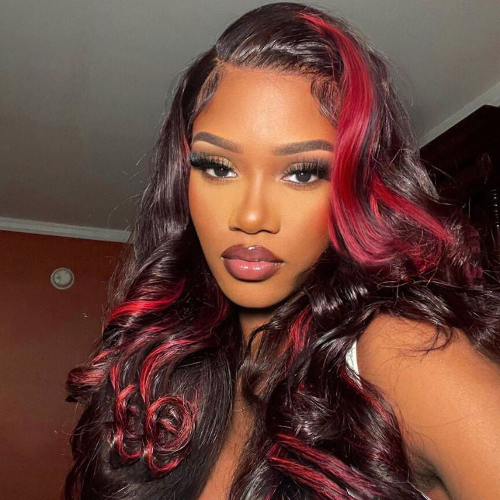 Ombre Highlights 99J/Red Body Wave HD Lace Wig